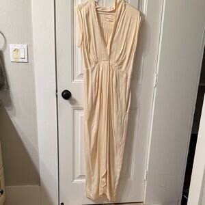 Anthropologie Sleeveless V-Neck Twist-Front Satin Dress size 6